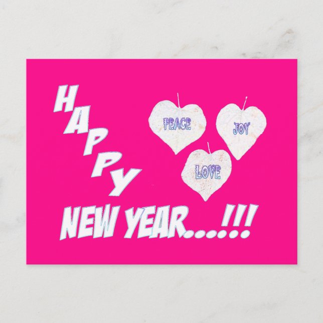 Postkort för gott nytt år Löv Snö Helg Vykort (Framsida)