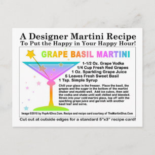 Postkort för Graps Basil Martini Recipe Vykort