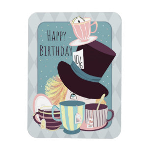 Postkort för Grattis på födelsedagen Hatter Tea Pa Magnet