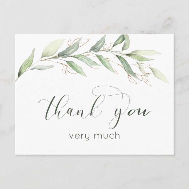 Postkort för grönt och guld-Tack Vykort (Framsida)