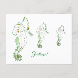 Postkort för grönt Sea HorseGreetings Helg Vykort