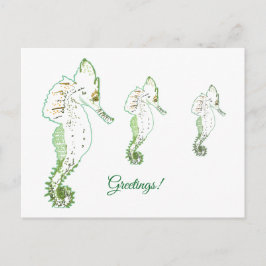 Postkort för grönt Sea HorseGreetings Helg Vykort