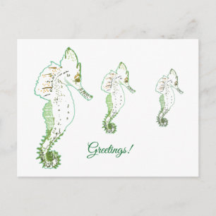 Postkort för grönt Sea HorseGreetings Helg Vykort