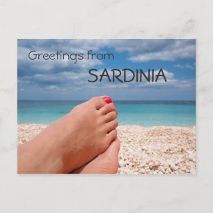 Postkort för hälsning på stranden Sardinien Vykort