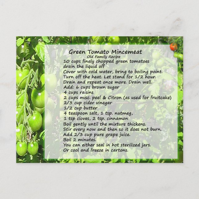 Postkort för hemmakontoret Mincemeat Recipe Vykort (Framsida)