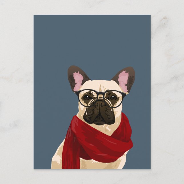 Postkort för Hipster Fransk Bulldog för Hundälskar Vykort (Framsida)