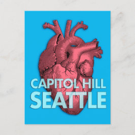 Postkort för Huvudstad Backe Seattle Heart Kärlek Vykort