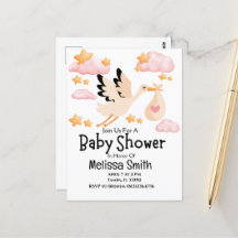 Postkort för inbjudan till baby och Stork Baby Sho