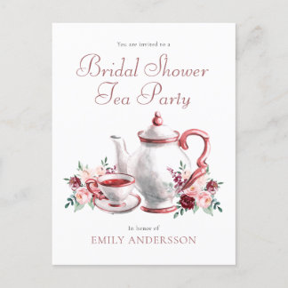 Postkort för inbjudan till blommigt Möhippa Tea Pa Vykort