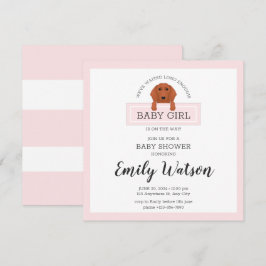 Postkort för inbjudan till Dachshund Baby Shower