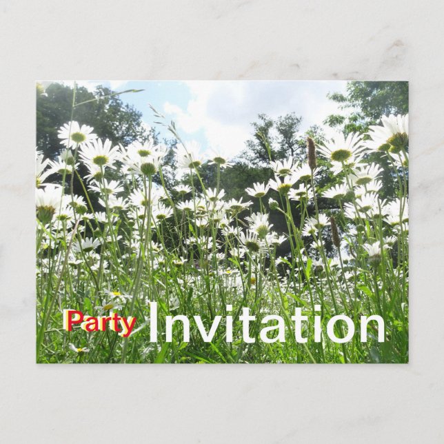 Postkort för inbjudan till daisy Flowers Party-gru (Framsida)