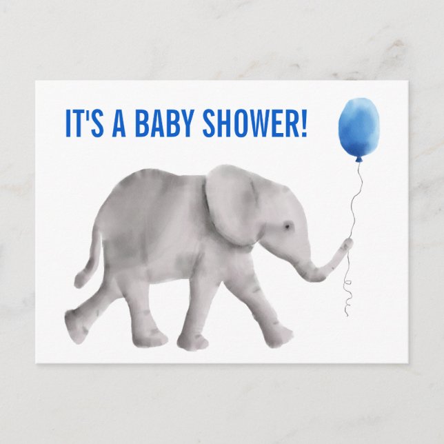 Postkort för inbjudan till Elephant Baby Shower, b (Framsida)