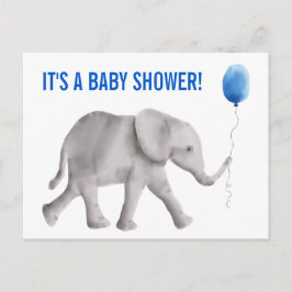 Postkort för inbjudan till Elephant Baby Shower, b Vykort