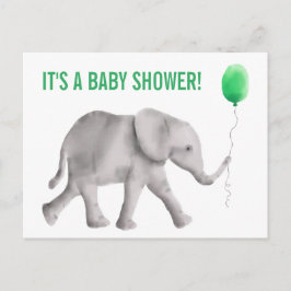 Postkort för inbjudan till Elephant Baby Shower, G