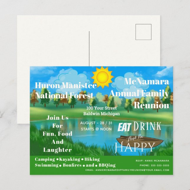 Postkort för inbjudan till familjeåterförening i S (Fram/baksida)