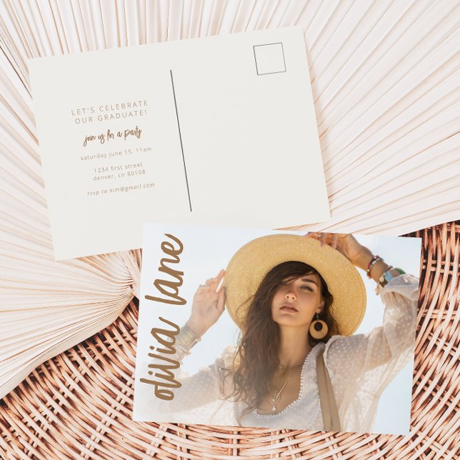 Postkort för inbjudan till graderingspart med foto (Skapare uppladdad)