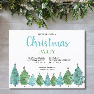 Postkort för inbjudan till grönt Julgranar-part