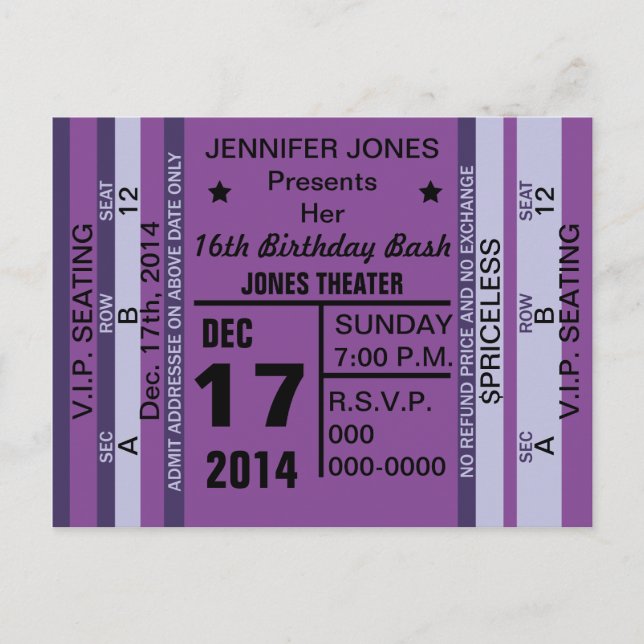 Postkort för inbjudan till Roligt från Biljett til Vykort (Framsida)