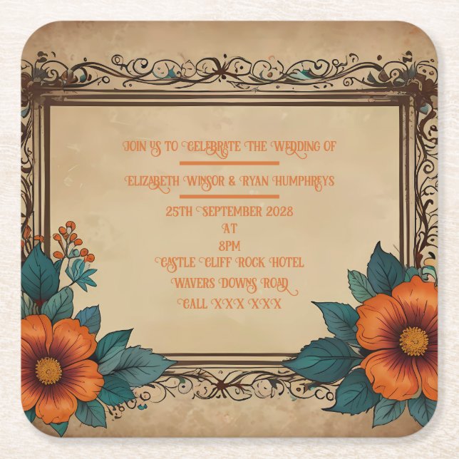 Postkort för inbjudan underlägg papper kvadrat (Framsidan)