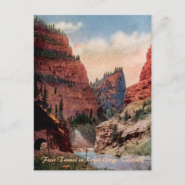 Postkort för järnvägstrafik i första tunneln Vinta Vykort (Framsida)