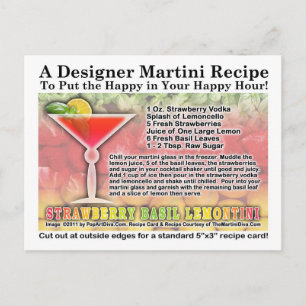 Postkort för jordgubbsbas Martini Recipe Vykort