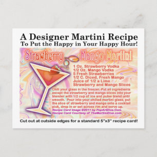 Postkort för jordgubbsmango Martini Recipe Vykort