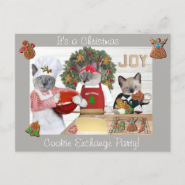 Postkort för julklapp Kitten Cookie Exchange Helg Vykort