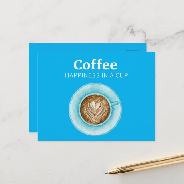 Postkort för kaffe Lycklig Vykort (Fram/Back In Situ)