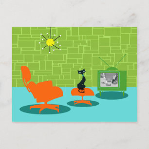 Postkort för Kattunge i Retro Space-åldern Vykort