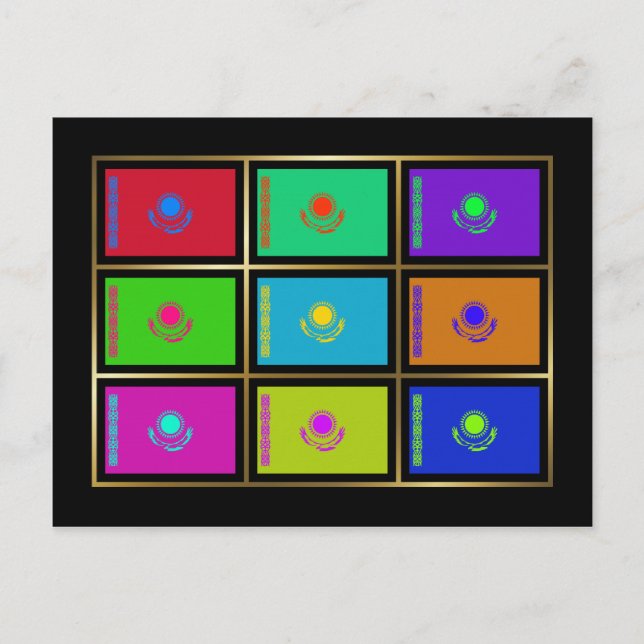 Postkort för Kazakstan Multihue Flaggor Vykort (Framsida)