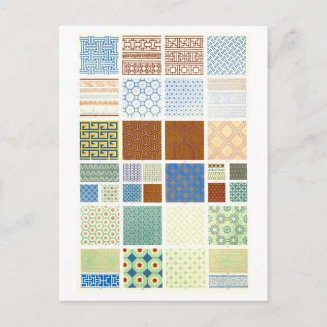 Postkort för kinesisk strukturdesign i geometrisk  vykort (Framsida)