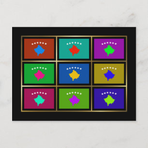 Postkort för Kosovo Multihue Flaggor Vykort