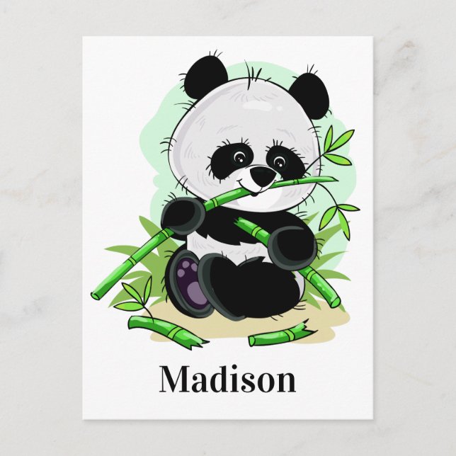 Postkort för kundnamn för Cute Panda Vykort (Framsida)
