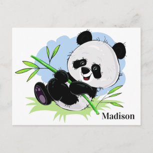 Postkort för kundnamn för Cute Panda Vykort