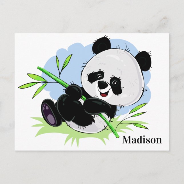 Postkort för kundnamn för Cute Panda Vykort (Framsida)