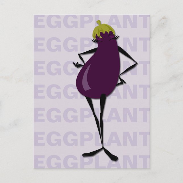 POSTKORT FÖR LODRÄT AV GRAFISKT EGGPLANT TYPOGRAFI VYKORT (Framsida)