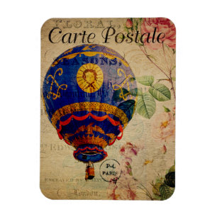 Postkort för Luftballong Vintage Fransk Magnet