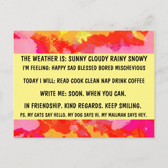 POSTKORT FÖR många VALFUNNY "BUSY PERSON" Vykort (Framsida)