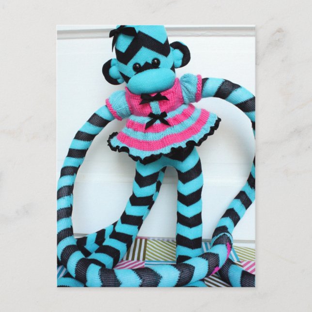 Postkort för Mars Sock monkey - diagnos Vykort (Framsida)