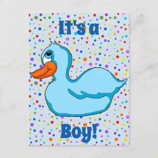 Postkort för meddelande om blå Anka Baby (Framsida)