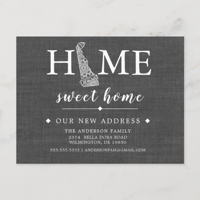 Postkort för meddelande om Flytta av DELAWARE-till (Framsida)