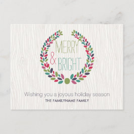 Postkort för Merry & Bright Modern Woodland Helgda Helg Vykort