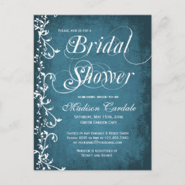 Postkort för Möhippan Rustic Land Blue Swirls Inbjudan Vykort