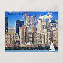 Postkort för New York City Sailboat & Byggnad Vykort