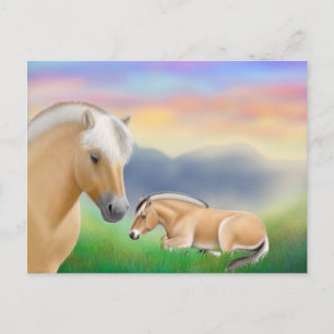 Postkort för norska fjord-hästar vykort