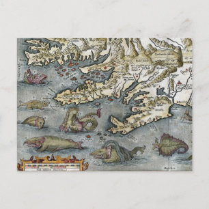 Postkort för Ortelius Karta Sea Monsters Vykort