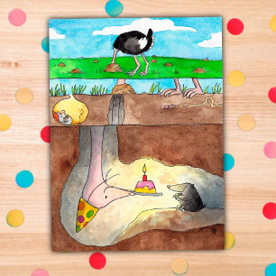 Postkort för Ostrich Grattis på födelsedagen från Helg Vykort