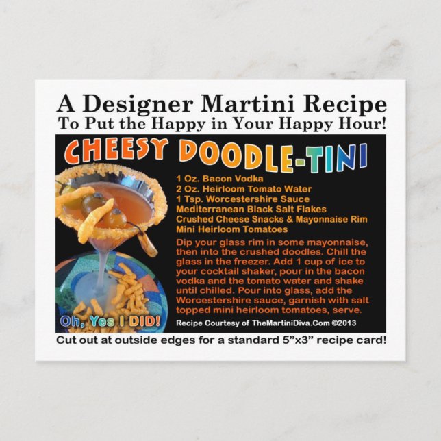 Postkort för osty Doodle-Tini Martini Recipe Vykort (Framsida)