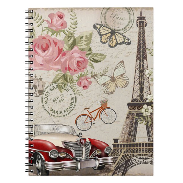 Postkort för Paris vintage. Anteckningsbok (Framsidan)