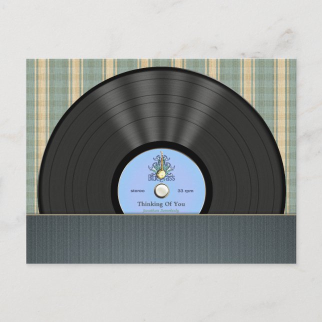 Postkort för Personlig av blågräs vinylpost Vykort (Framsida)